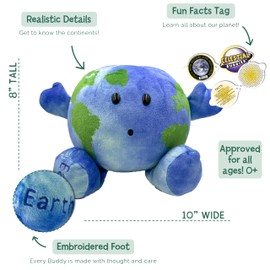 Celestial Buddies Little Earth Buddy | 10" Soft Stuffed Plush, Fun Planet Facts Tag for Kids – STEM Learning Educational Gift, Classroom & Homeschool Science Space Astronomy | 0+