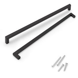KNOBWELL 15 Pack 12-3/5" Black Cabinet Pulls Kitchen Cupboard Handles, Modern Square T Bar Cabinet Pulls 12-3/5" Hole Spacing, 13" Overall Length