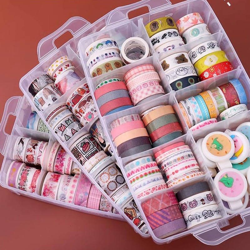 HomDSim Washi Tape Box Organizer Storage,Divider Closet Container,with 30 Adjustable