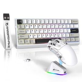 ATTACK SHARK X11 Mouse and X60 HE Keyboard Wireless Gaming Combo,Magnetic Switch,8K Polling Rate,Hall Effect,Rapid Trigger,PAW3311 Optical Sensor,22K DPI,Lightweight-White