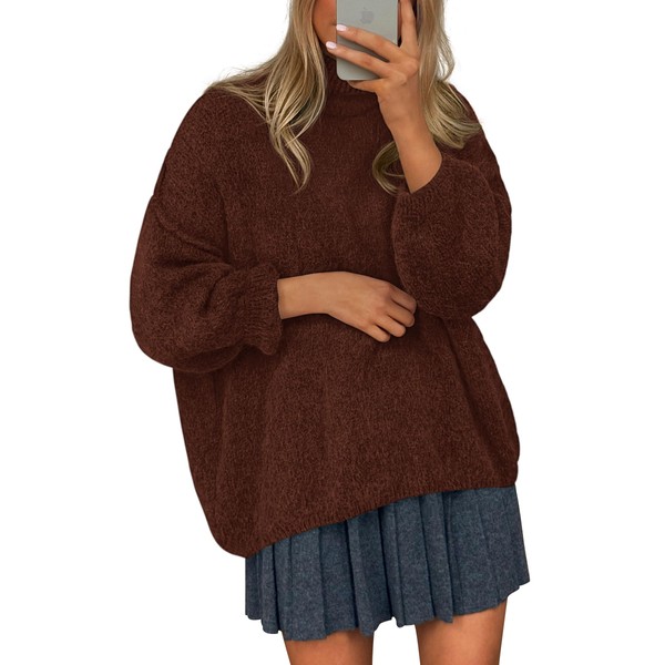PRETTYGARDEN Womens Oversized Sweaters Fall Outfits 2025 Turtleneck Long Sleeve