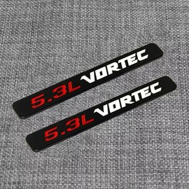 2Pcs 5.3L Vortec Hood Emblems Engine Badge Side Door Decal Compatible with 1500 2500hd Silverado Z71 Sierra (Black White)