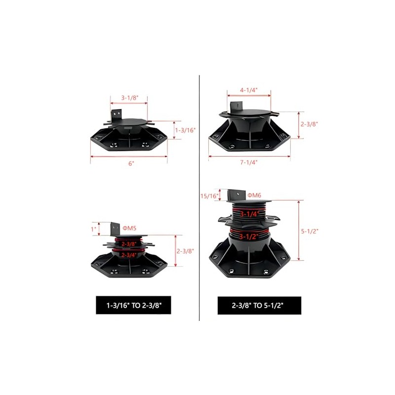 12Pack Adjustable Deck Support Pedestal - Base Support for Floating