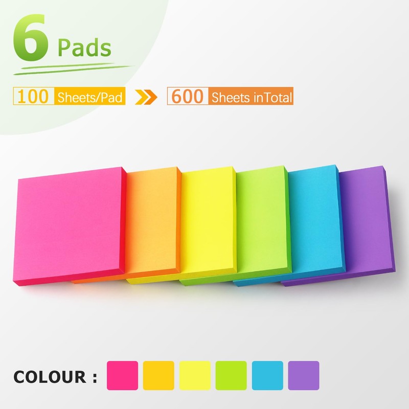 Pop Up Sticky Notes 3x3 inch Bright Colors Self-Stick Pads
