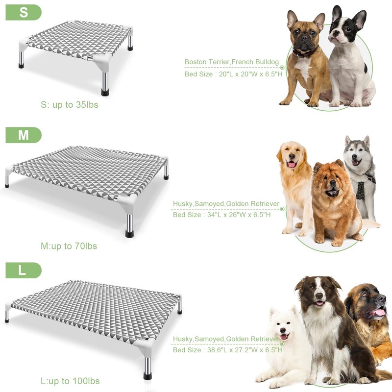 Elevated Outdoor Dog Bed, Large Size, Cotton Material, Non-Slip Feet,