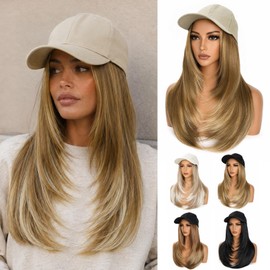 HOOJIH Baseball Hat Wig for Women, Hat with 18 Inch Straight Hair Attached
