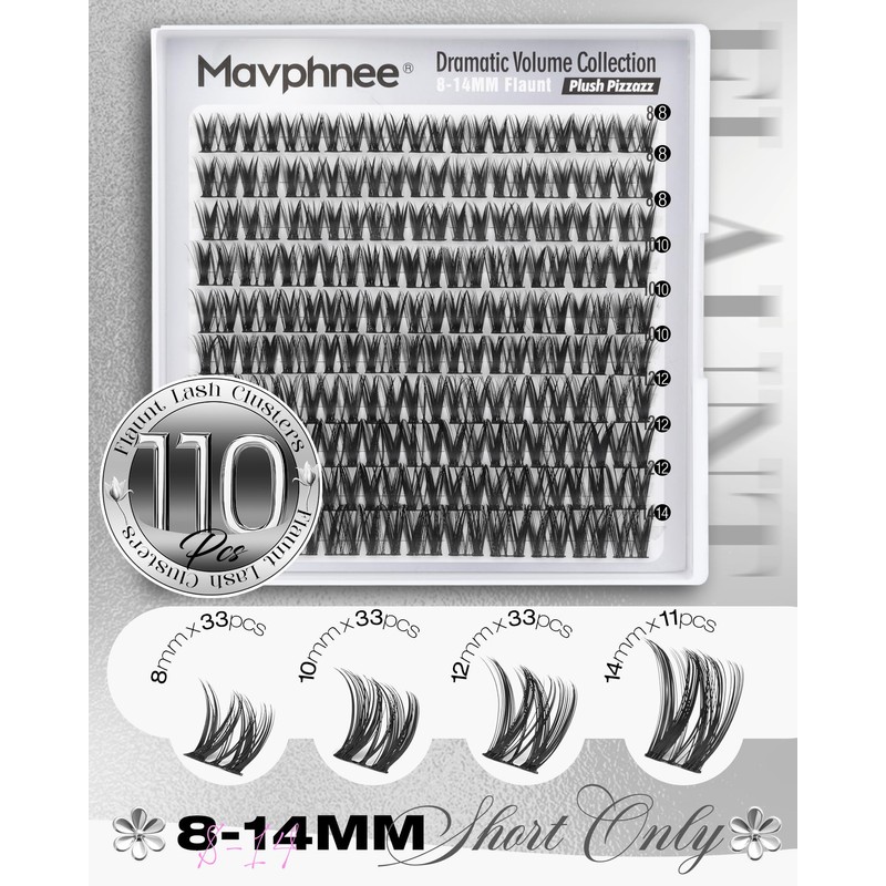Flaunt Cluster Lashes Short 8-14MM Eyelash Clusters Wispy Lash Clusters