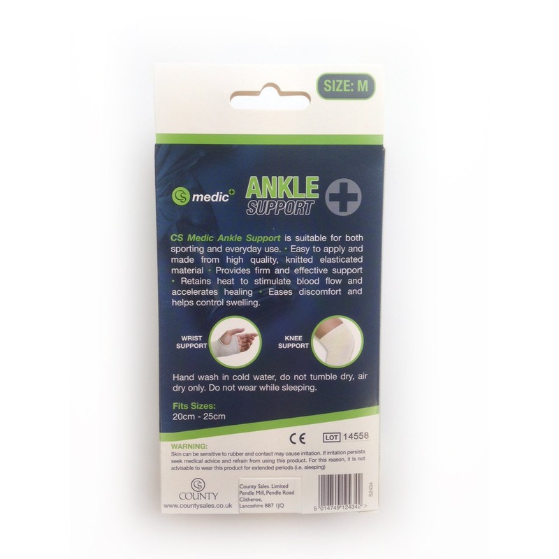 CS Medic Elastic Ankle Injury Sprain Compression Support Bandage (Medium)