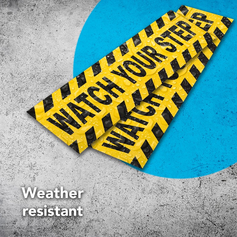 2 PC Watch Your Step Sticker, 10x3 Self-Adhesive Vinyl Caution