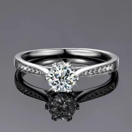 Dtup Anillo Solitario De Compromiso Plata Fina S925 Diamante Ct