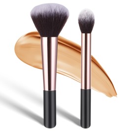 Jeffdad Pack of 2 make-up brushes, flawless foundation brush, highlighting brush, concealer brush, powder brush for blending liquid, foundation, cream, concealer, powder, blush