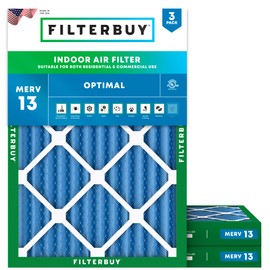 Filterbuy 10x17x2 Air Filter MERV 13 Optimal Smoke & Allergy Defense (3-Pack), Electrostatic Pleated Outer Filters for WEN 3410 (90243-027-2) Air Filtration System (Actual Size: 9.69 x 16.56 x 1.75)