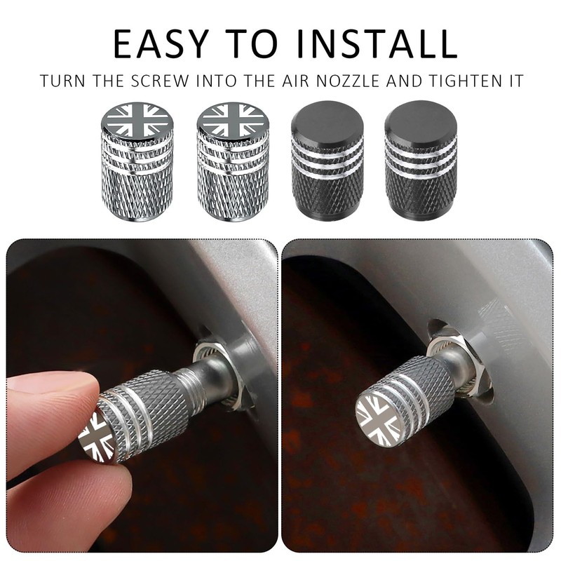 Pack of 8 Valve Caps, Decorative Valve Caps With British