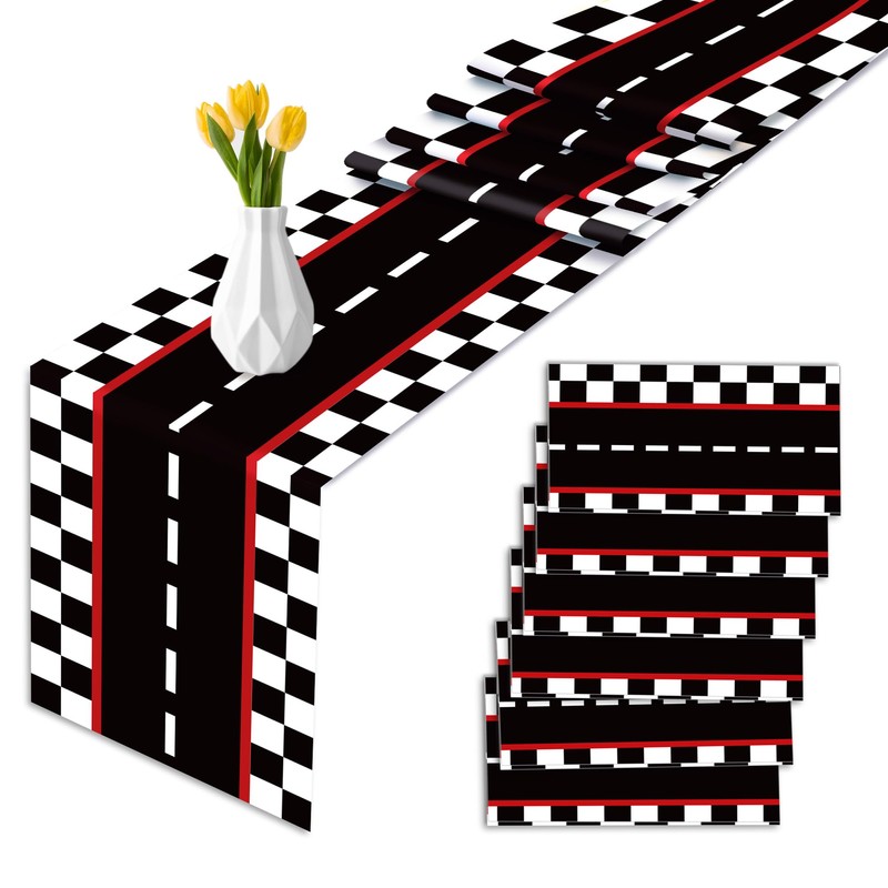 6 Pcs Plastic Racing Car Table Runners 14" x 108"