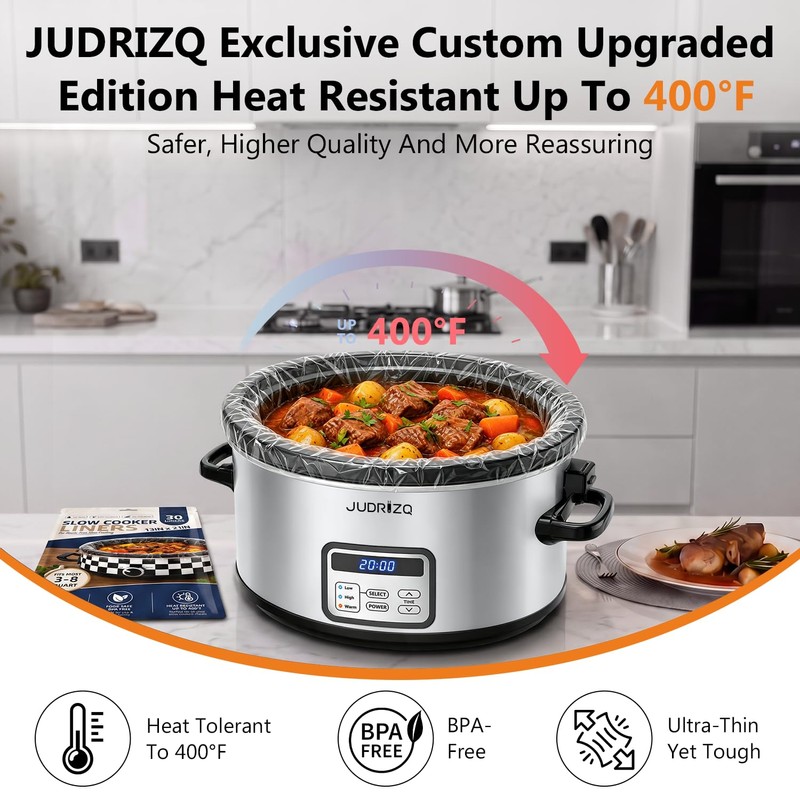30Pcs Slow Cooker Liners 13"x 21" Size Fit for 3-8