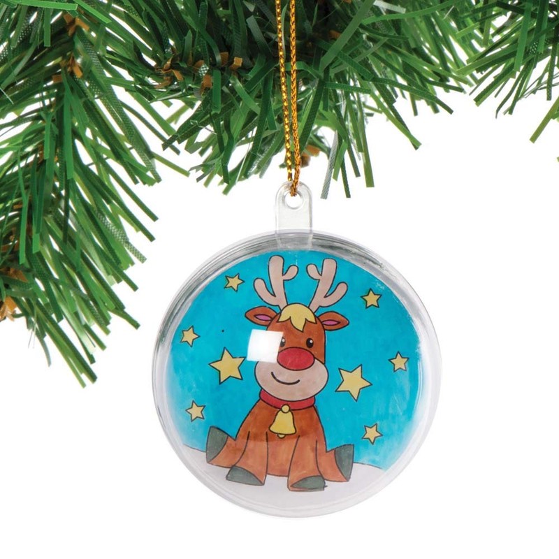 Baker Ross AX478 Christmas Baubles for Colouring Craft Set for