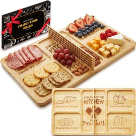 DWATAN Pickleball Court Charcuterie Board with Net, Bamboo Serving Tray