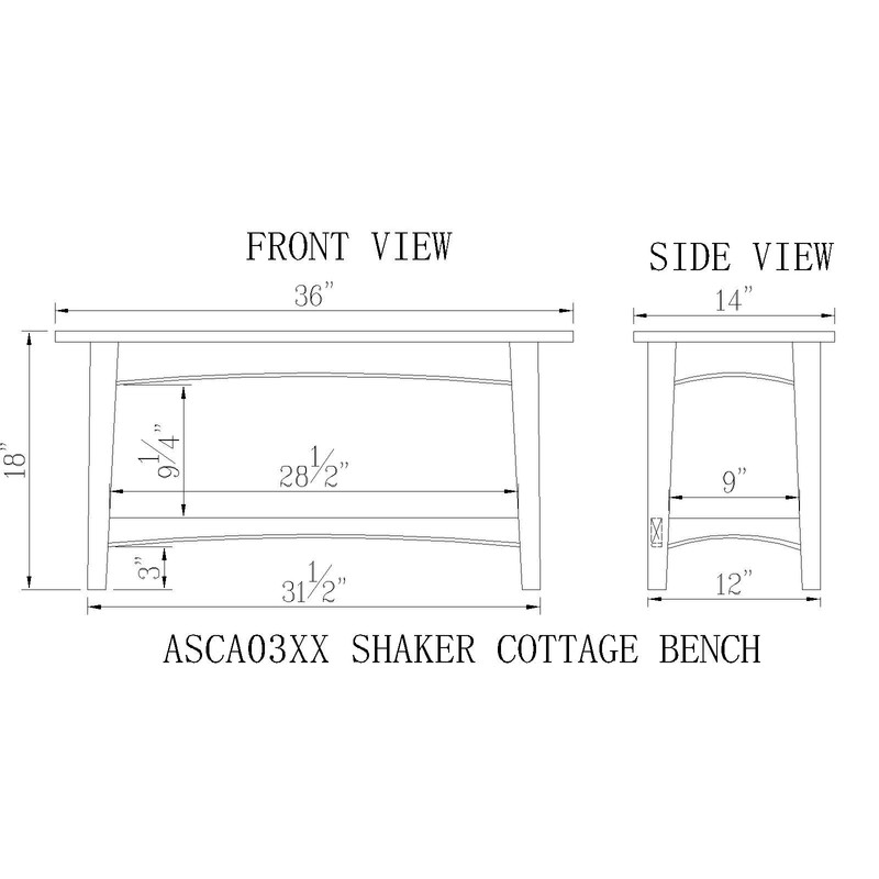 Shaker Cottage Bench with Open Shelf, Cherry