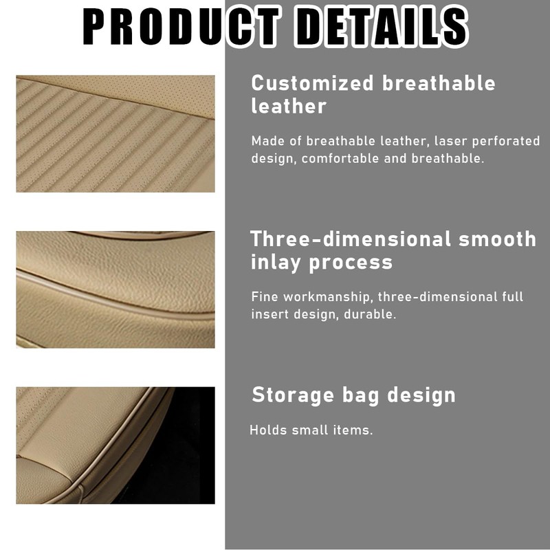 Ziciner Car Seat Bottom Cover Pad, 24.4"×21.7" Leather Vehicle Seat