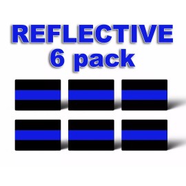 215 Decals PACK OF 6 REFLECTIVE THIN BLUE LINE License Plate Decals Stickers Police Trooper