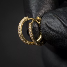 Tsv Jewelers 14K Gold Plated Men's Small Thin 925 Sterling Silver Huggie Hoop Earrings