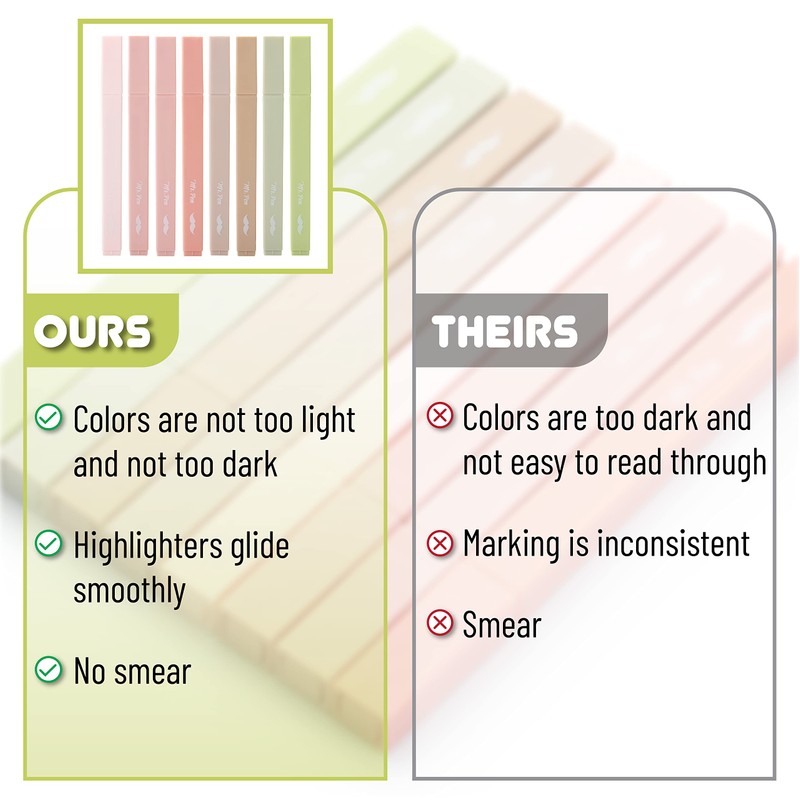 Mr. Pen- Aesthetic Highlighters, 8 pcs, Chisel Tip, Boho Colors,