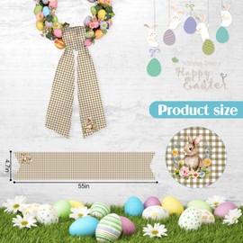 Stranthother 2Pcs Easter Bunny Wreath Sash for Front Door 4.5 X 56'' Satin Sash for Spring Wreath Easter Rabbit Wreath Sash Wreath Scarf Accessories Decor for Wedding Party Yard Doorway Wall