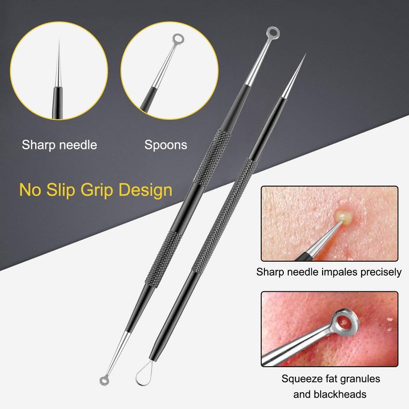 Pimple Popper Tool Kit - Boxoyx 10 Pcs Blackhead Remover