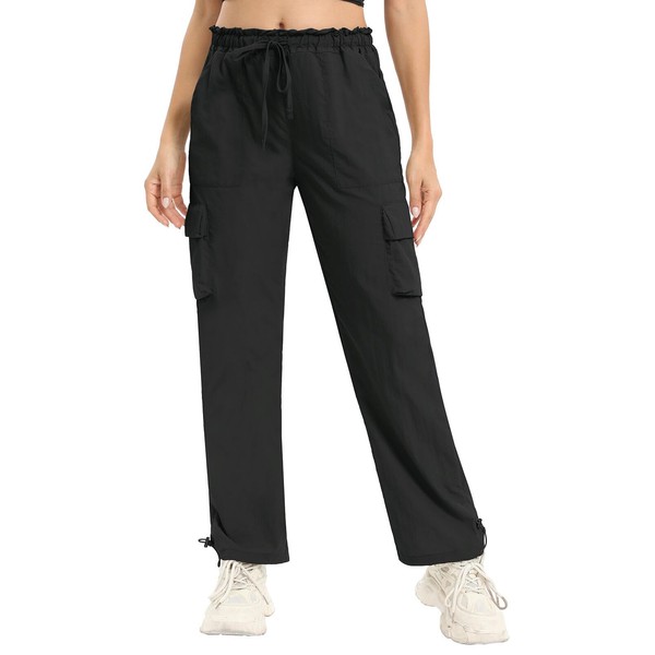 Womens Cargo Joggers Parachute Y2K Pants Lightweight Hiking Travel Scrub