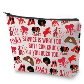 BLUPARK Red Elephant Sorority Cosmetic Bag Sorority Sister Gift Service Is What I Do Makeup Bag Gift DST Sorority Gift (Service Is What I Do)