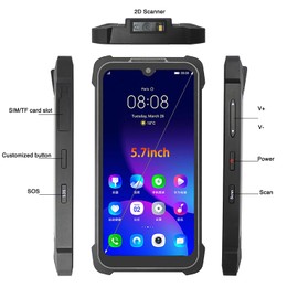 Rugged Handhled Smart Terminal, 5.7" Android 11 Barcode Scanner, 4GB+64GB, Bluetooth 5.0, WiFi, 4G LTE, NFC, GPS, 4000mAh Handheld Data Terminal for Warehouse Inventory