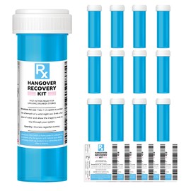 Bachelorette Party Favors – 12 Pack Funny Party Emergency Containers with Stickers – Blue Mini Gift Tubes for Bride Survival Kit, Girls Night Out, Wedding Day Essentials, 21st Birthday Supplies