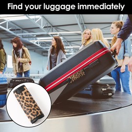 KINIVA Leather Luggage Handle Wrap 2 Pack Set,Luggage Identifiers Tags Markers for Luggage Suitcase,Travel Accessories(leopard-2pcs)