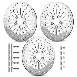 Front and Rear 11.8'' Brake Rotors Set for Harley Touring Road King FLHR FLHRC/for Street Glide FLHX/for Electra Glide FLHTC FLHTCU/for Road Glide FLTR FLTRX FLTRU-Polished, with Bolts