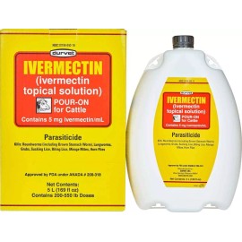 Durvet POUR-ON CATTLE COW DEWORMER  For roundworms lungworms grubs lice 5 Liter