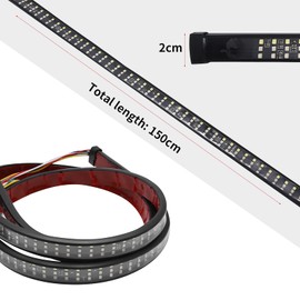 Saihisday 60 Inch Truck Tailgate Light Bar, 3-Row 432 LED Tailgate Strip Light Bar with Connector Wire, Red Brake Running White Reverse Amber Turn Signal Lamp for Trucks Pickups SUVs RVs Trailers