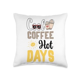 Cool Coffee Hot Days Cold Brew Coffee Quote Iced Coffee Throw Pillow