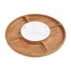 Mud Pie Wood Ceramic Lazy Susan, 15" dia, BROWN