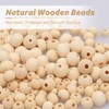 QGYM Wooden Beads for Threading 600 Pieces Natural Round Wooden