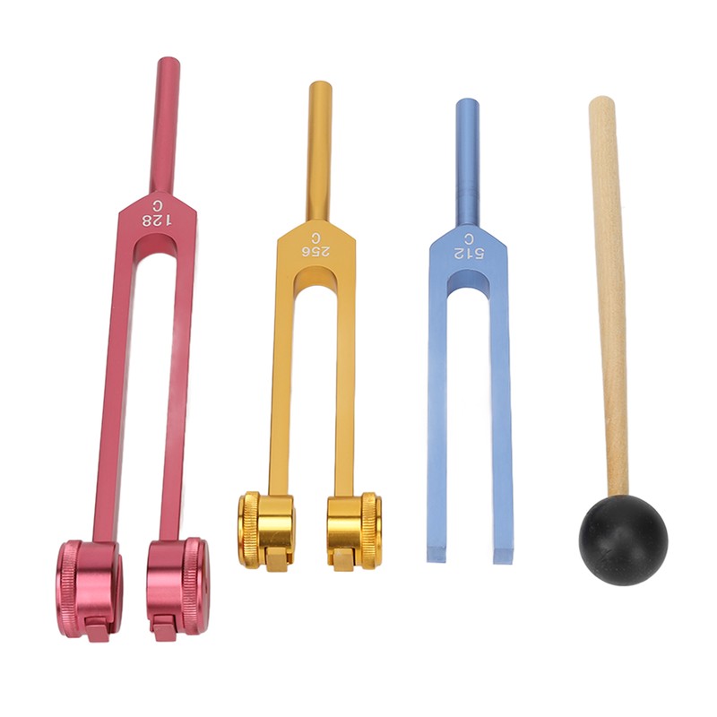 Tuning Forks Set for Healing with Mallet 3 Color Weighted