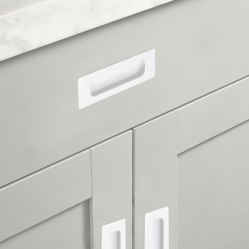 MOROBOR 4 PCS Recessed Cabinet Handles, Warm White Stainless Steel