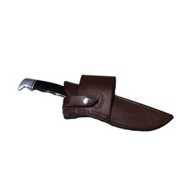 Custom Cross Draw Leather Knife Sheath for Buck 119 Knife, Fixed Blade Knife Holder, Dyed Dark Brown.