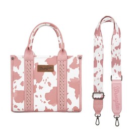 Wrangler Dreamy Cow Print Concealed Carry Tote/Crossbody:_Light Pink