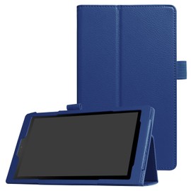 Asng All-New Fire HD 8 2018/Fire HD 8 2017/Fire HD 8 2016 Case - Premium PU Leather Folio Stand Cover Case with Auto Wake/Sleep for All-New Fire HD 8 (8th / 7th / 6th Generation) (Dark Blue)