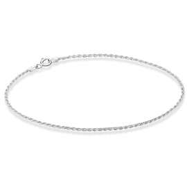 Miabella 925 Sterling Silver Solid 1.5mm Diamond-Cut Braided Rope Chain Anklet Ankle Bracelet for Women Teen Girls, Made in Italy (sterling silver, 10)
