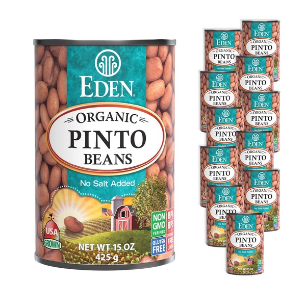 Eden Organic Pinto Beans, 15 oz Can (12-Pack), No Salt