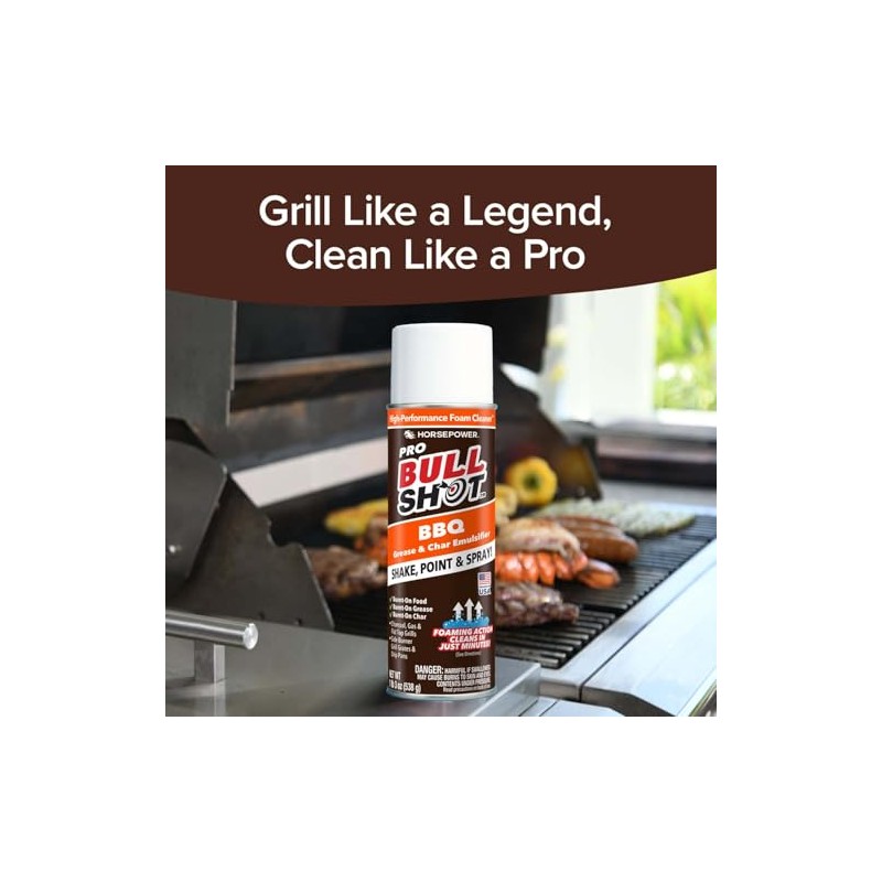 Bull Shot BBQ MAX Pro Super-Concentrated Foaming Grill Cleaner, AS