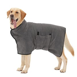 Pet Quick-Absorbing Coat, Soft Microfiber Post-Bath Garment with Adjustable Wrap for Pool & Beach Use – Lightweight Portable Wear for Small Pets (Grey, Size S)