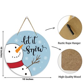 Let It Snow Decor Blue Winter Signs Blue Winter Door Decorations Blue Snowman Decor Blue Winter Decor Winter Home Decorations Winter Wall Signs 10 x 10 inches