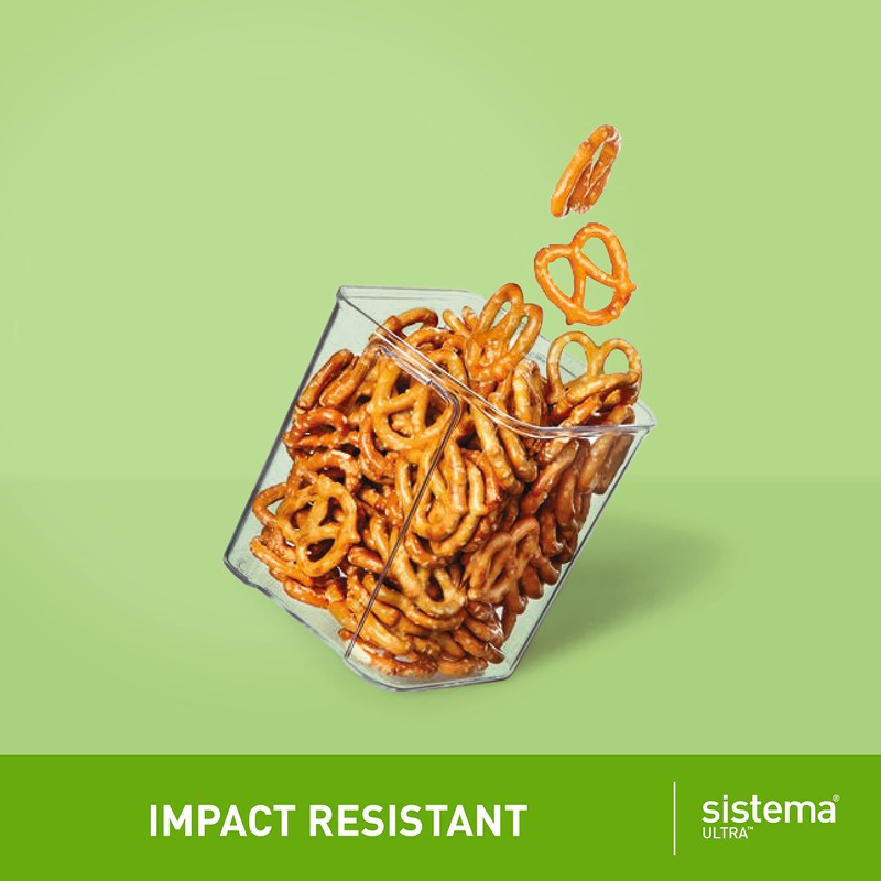 Sistema J7S91 Ultra Square Food Container, 700ml, Black & Stone